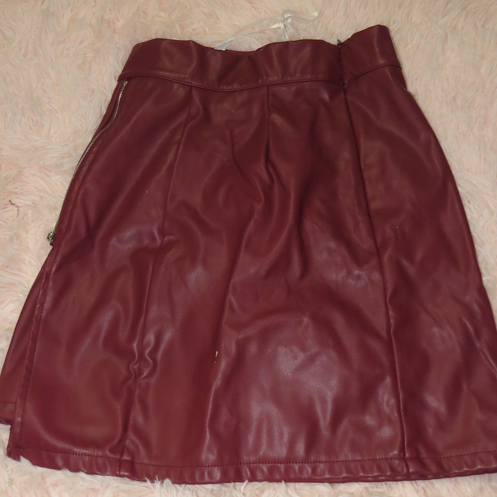 red leather skirt